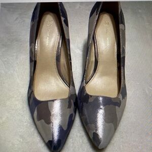 Pelle Moda Camouflage Heels in Blue and Gray